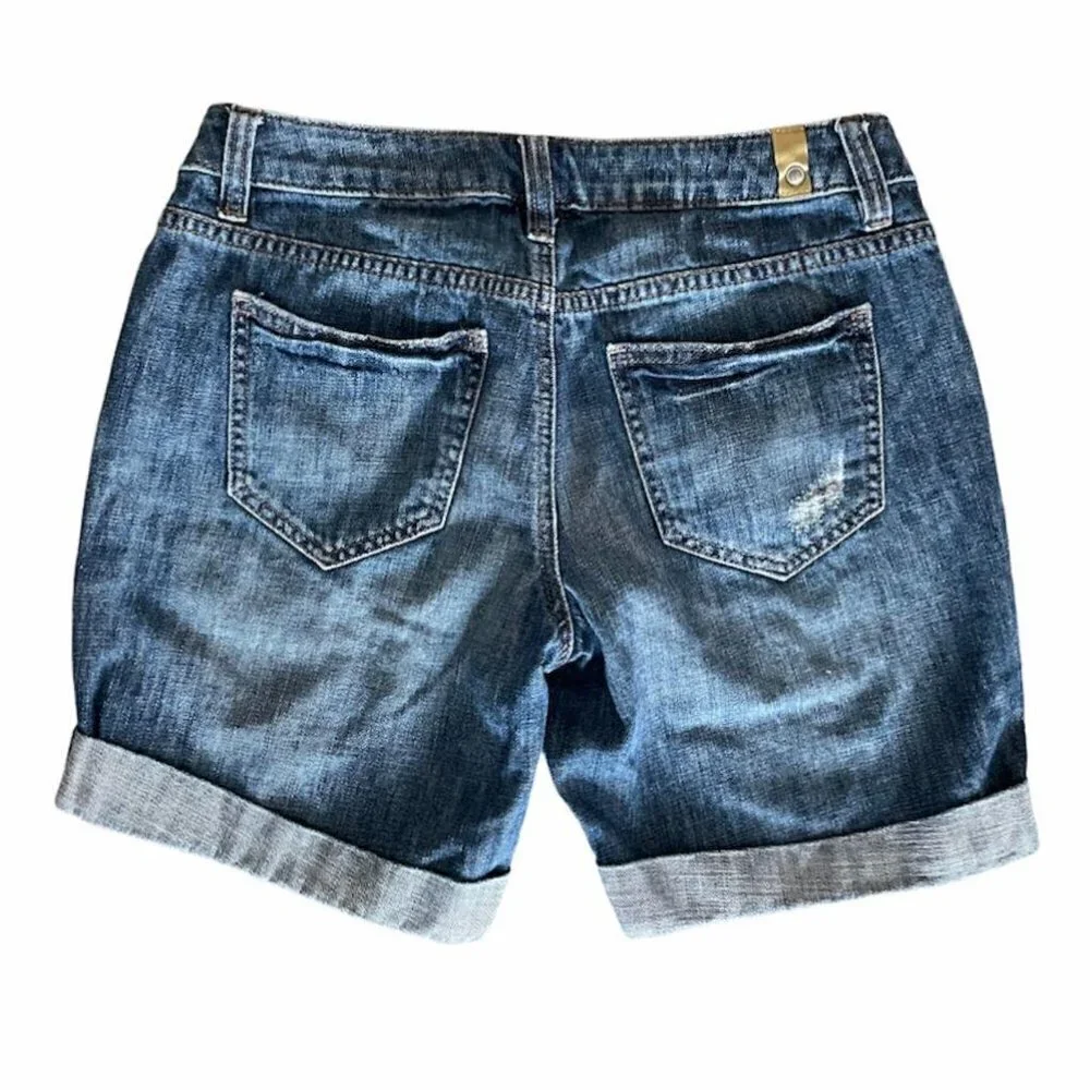 🌺 Lauren Conrad Mid Rise Cuffed Distressed Jean Shorts Size 4